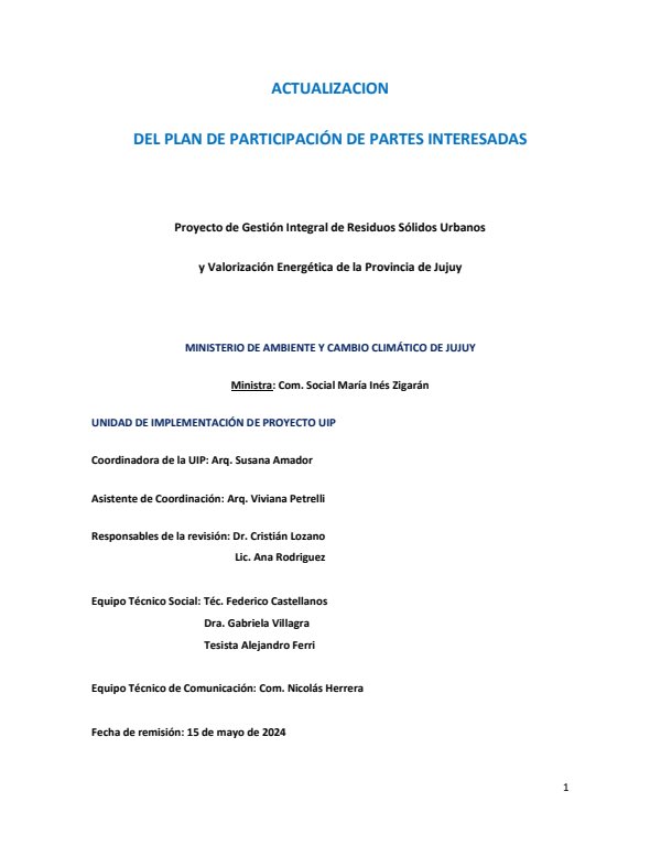 ACTUALIZACION DE PLAN DE PARTICIPACION DE PARTES INTERESADAS