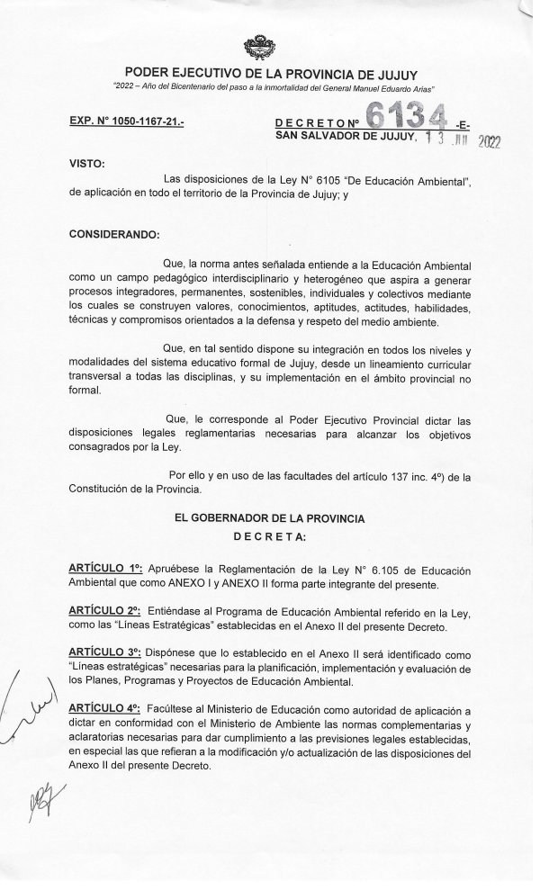 DECRETO REGLAMENTARIO Nº 6134-E-22
