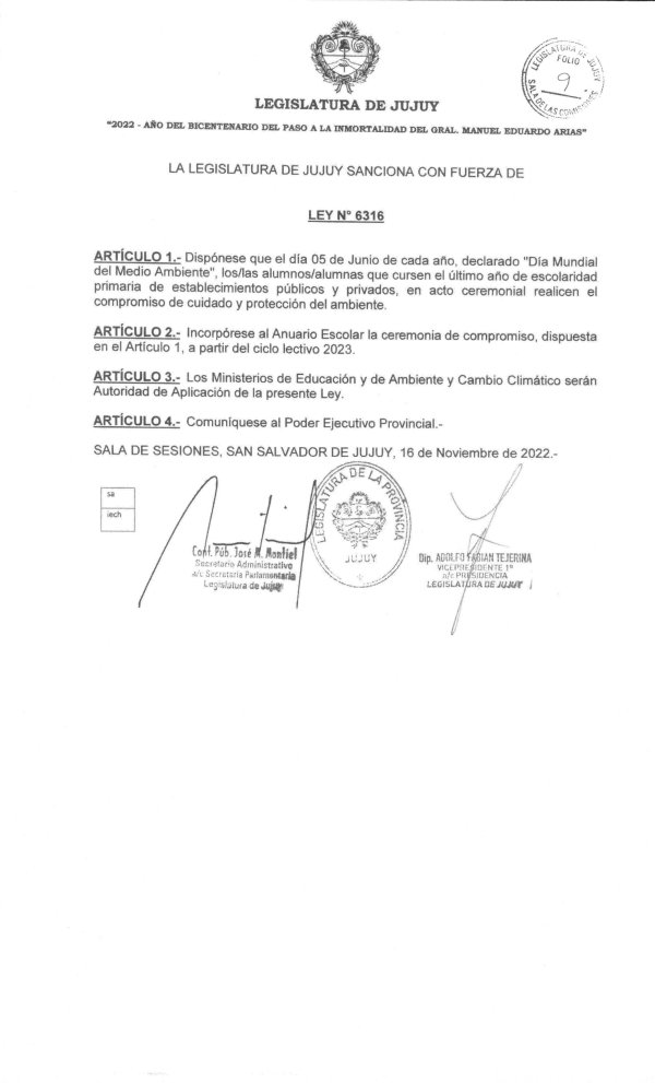 Ley Provincial Nº 6316/2022