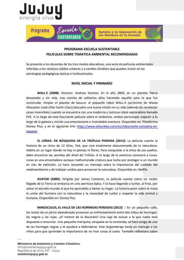 Recomendaciones de Peliculas y Videos Ambientales